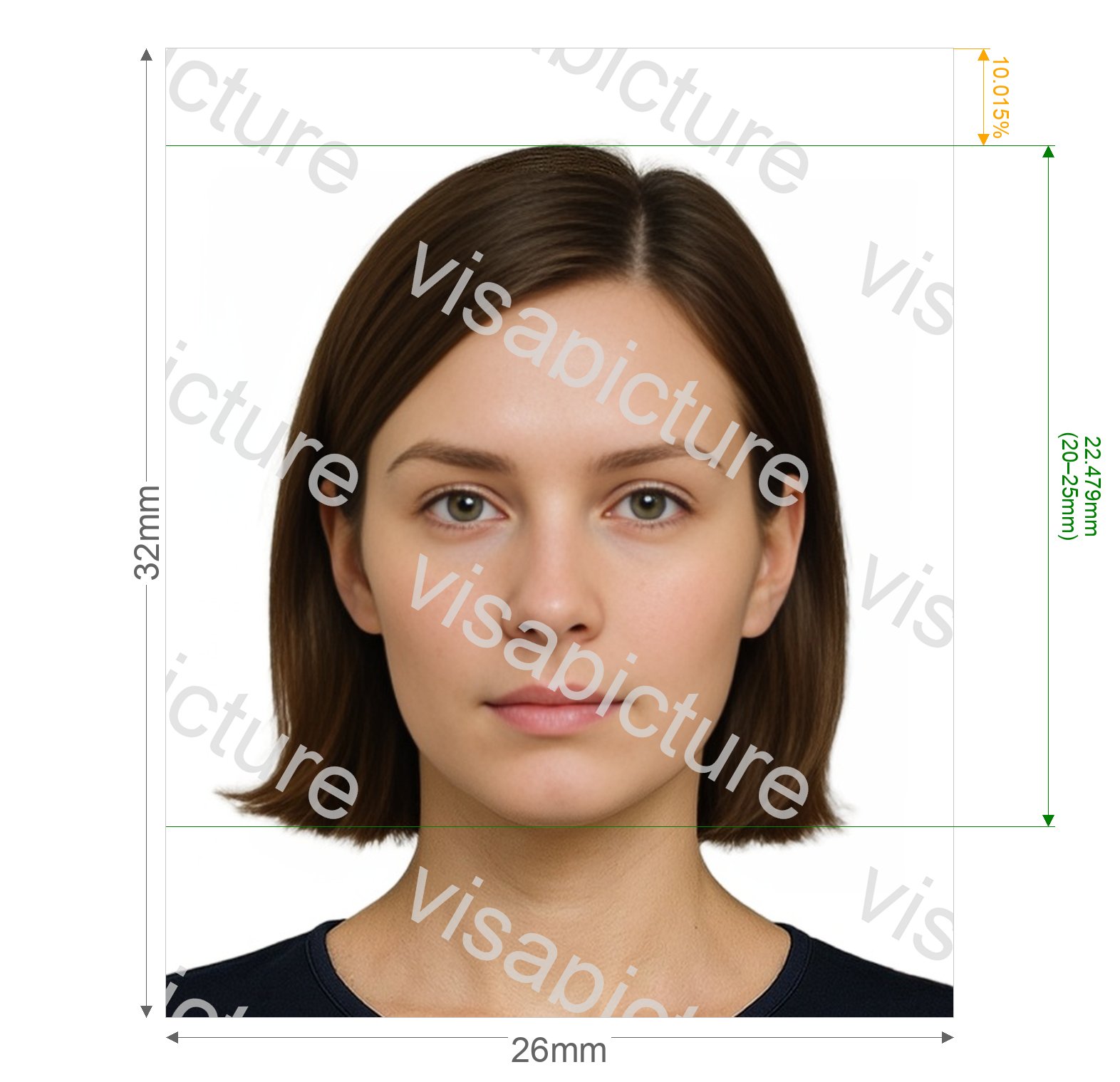 Guyana Guyana passport 32x26 mm (1.26x1.02 inch) photo after processing - compliant 26.0x32.0mm result