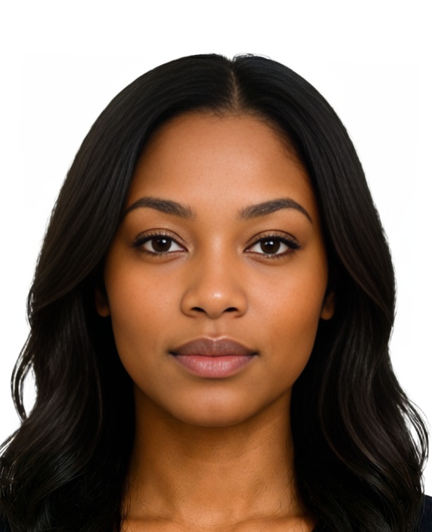 GY Guyana passport 32x26 mm (1.26x1.02 inch) photo example — 26×32mm white background, AI-processed result