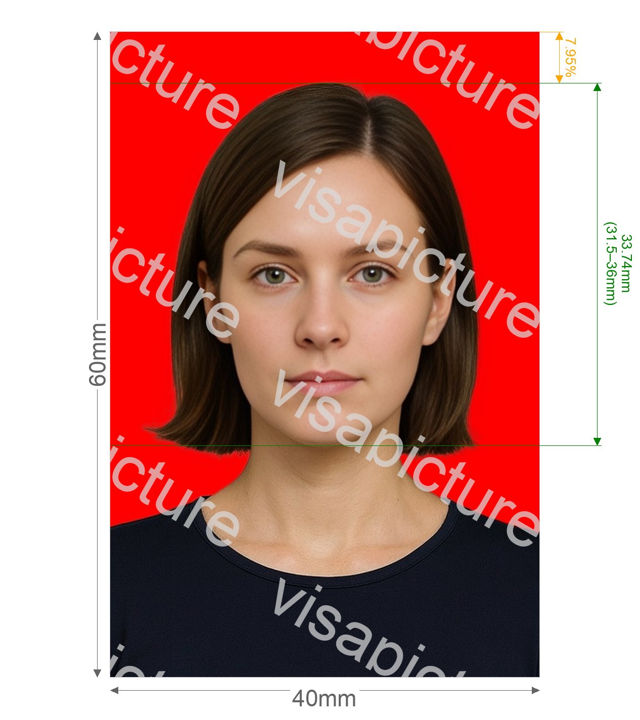 Indonesia Indonesia Visa 4x6 cm red background photo after processing - compliant 40.0x60.0mm result