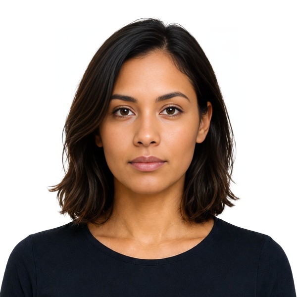 Iraq Iraq visa 5x5 cm (51x51 mm, 2x2 inch) photo example — 50×50mm white background, AI-processed result