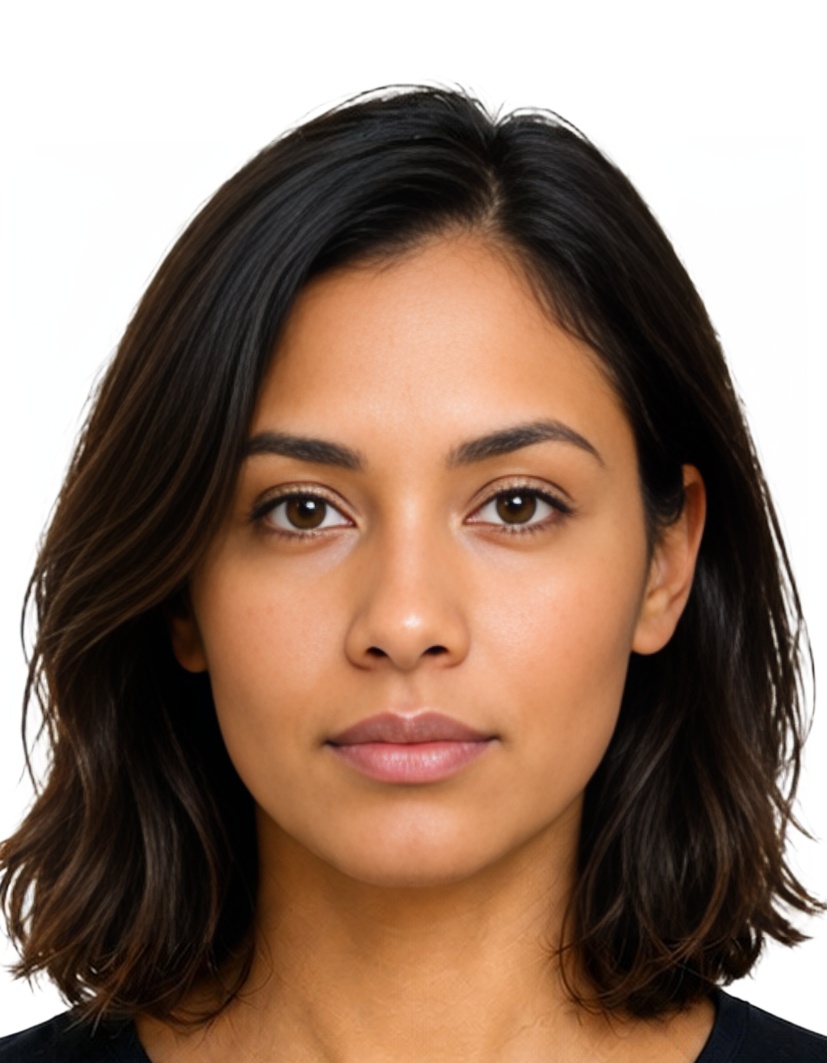 KW Kuwait visa 35x45 mm photo example — 35×45mm white background, AI-processed result