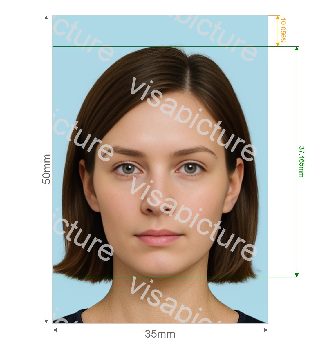 Malaysia Malaysia Visa 35x50 mm blue background photo after processing - compliant 35.0x50.0mm result