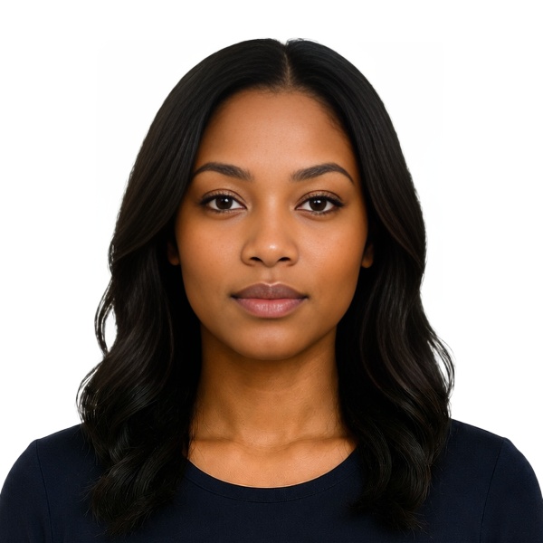 NA Namibia passport 2x2 inch (51x51 mm) photo example — 50×50mm white background, AI-processed result
