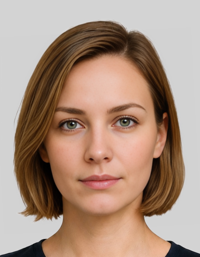 Poland Poland driving license 35x45 mm photo example — 35×45mm light_grey background, AI-processed result