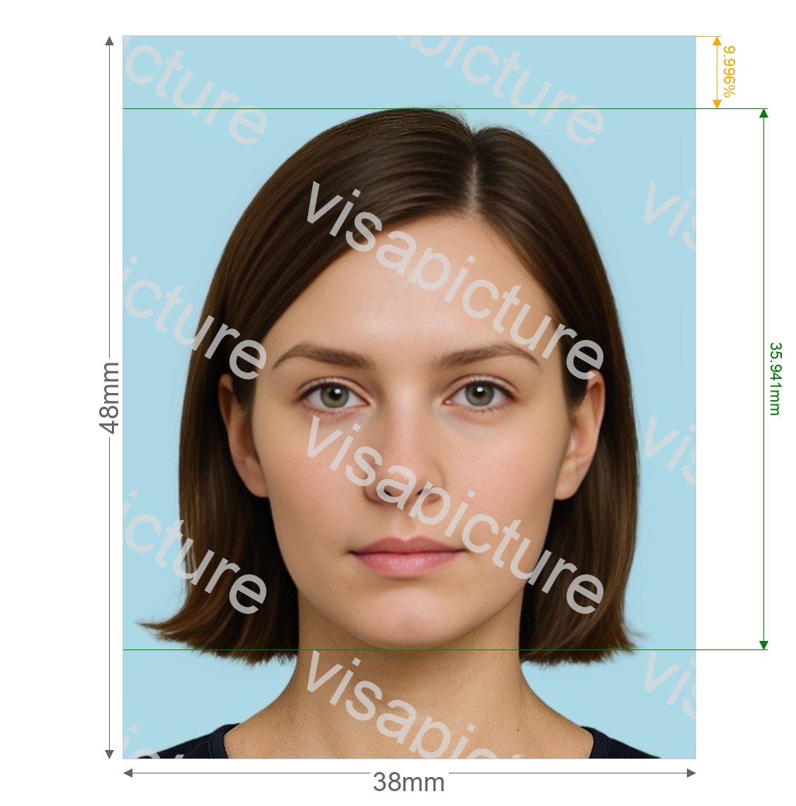 Qatar Qatar passport 38x48 mm blue background photo after processing - compliant 38.0x48.0mm result