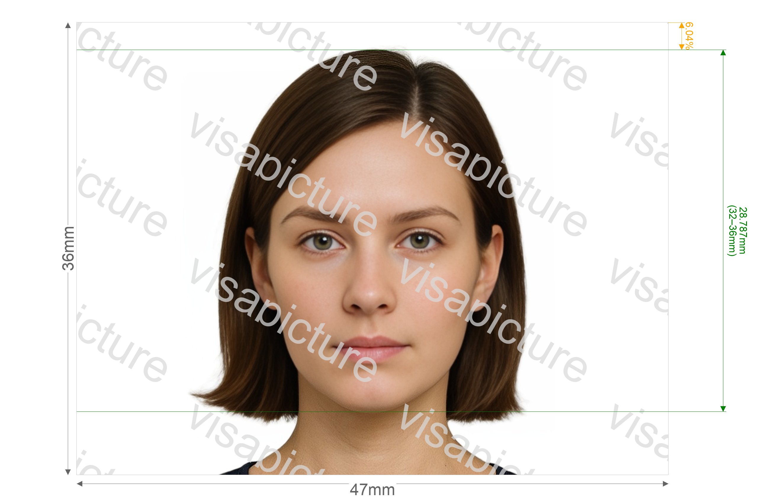 Albania Albania visa 47x36mm photo after processing - compliant 36.0x47.0mm result