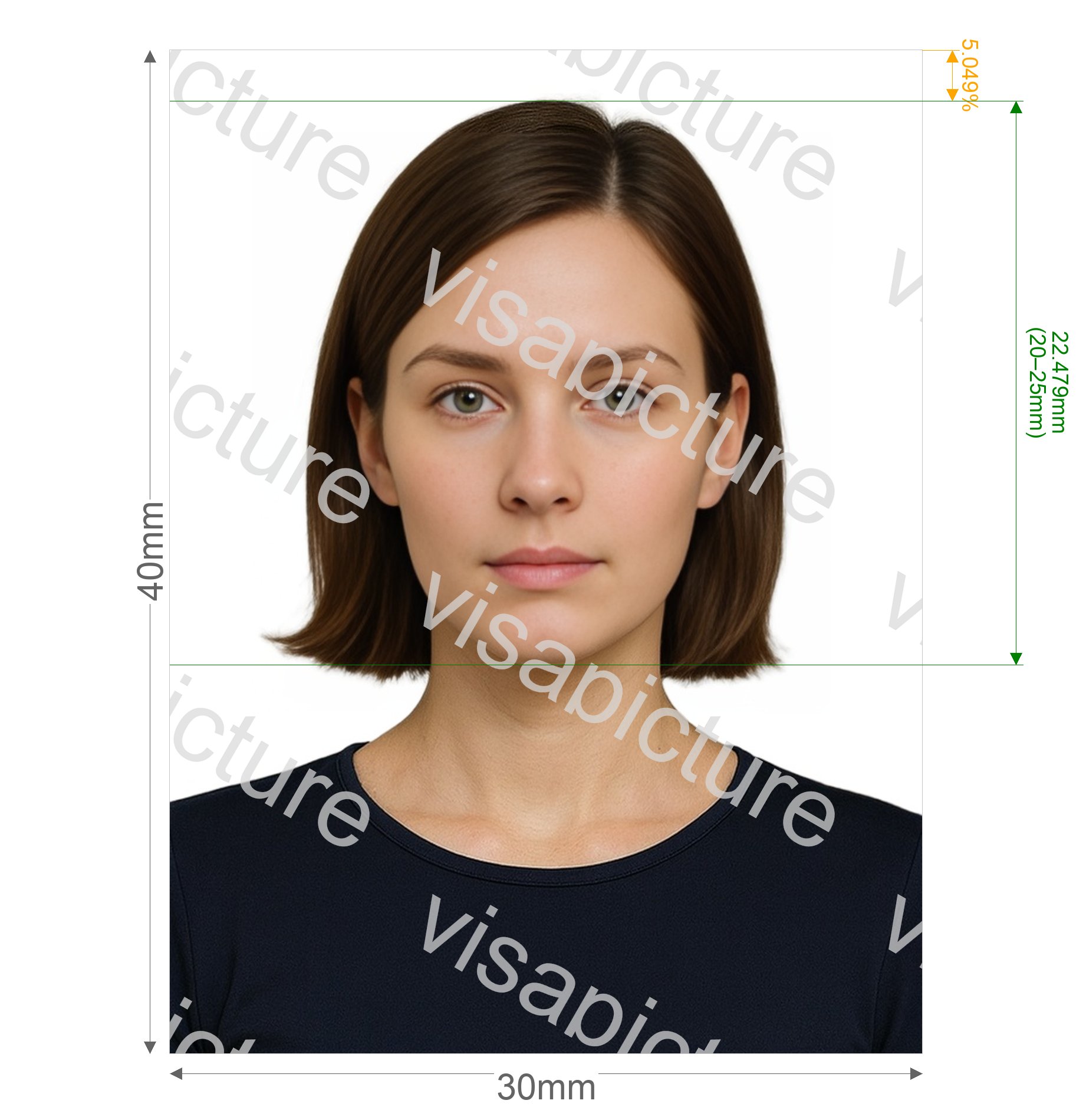 Spain Spain passport 3x4 cm photo after processing - compliant 30.0x40.0mm result