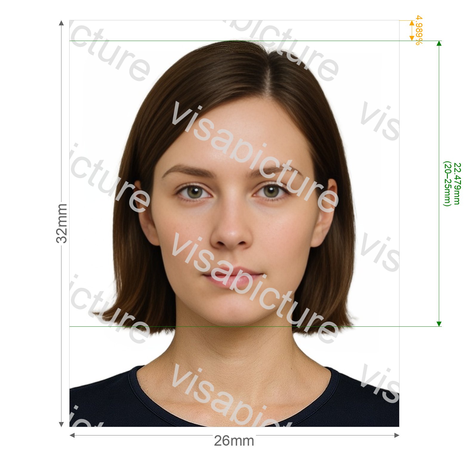 Spain Spain NIE card 32x26 mm photo after processing - compliant 26.0x32.0mm result