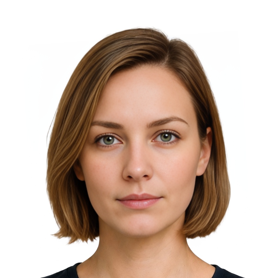 SY Syria passport 40x40 mm photo example — 40×40mm white background, AI-processed result