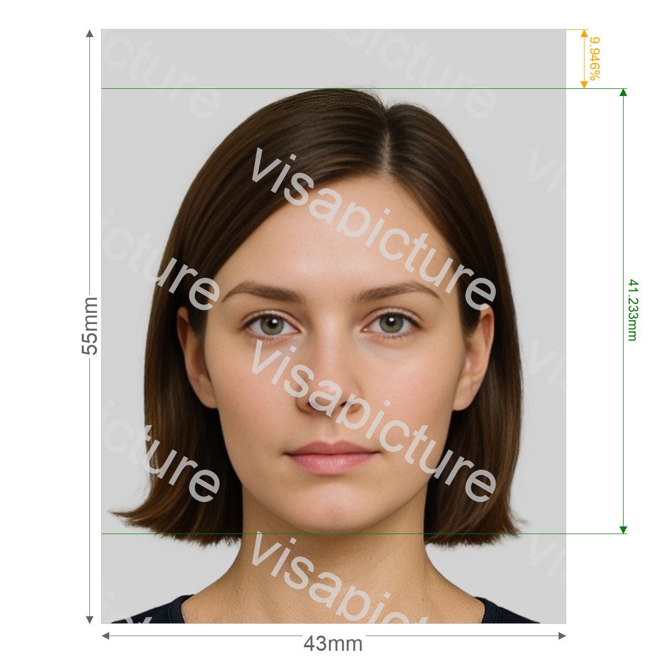 United Arab Emirates UAE Visa offline 43x55 mm photo after processing - compliant 43.0x55.0mm result
