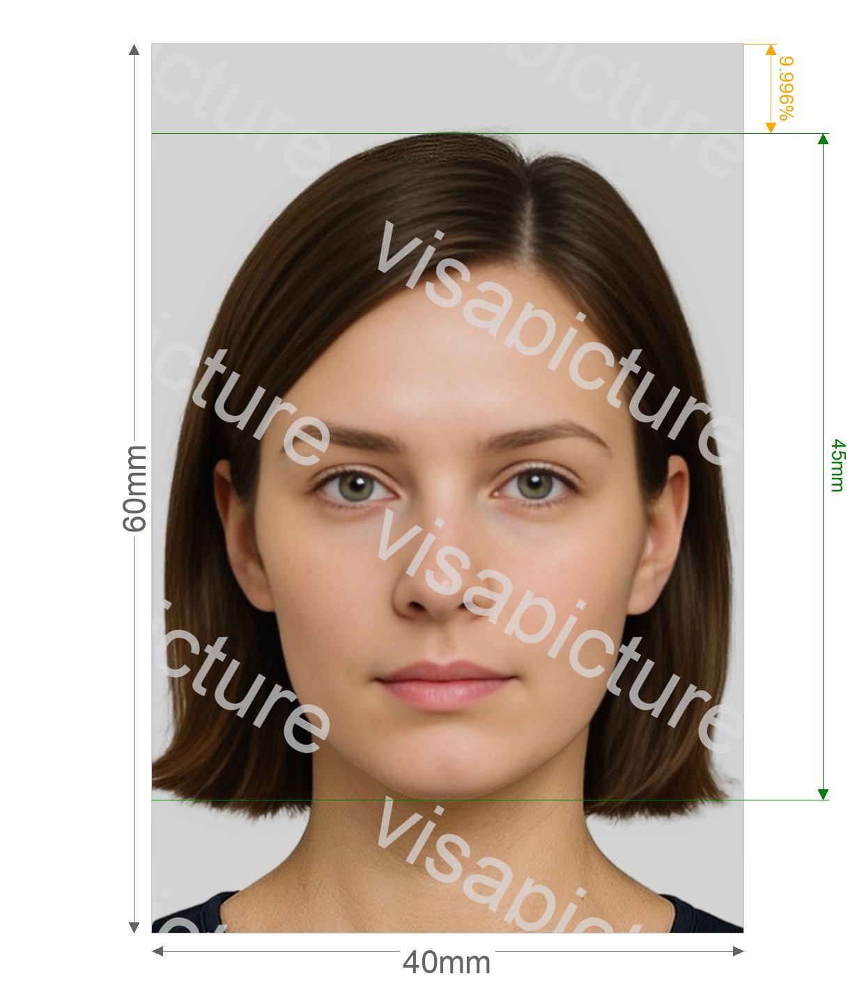 United Arab Emirates UAE passport 4x6 cm photo after processing - compliant 40.0x60.0mm result