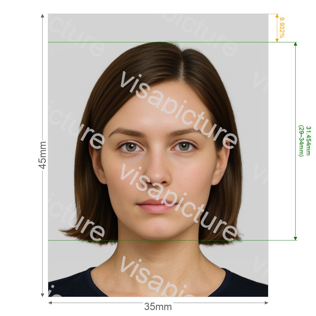 United Kingdom UK School card 35x45 mm photo after processing - compliant 35.0x45.0mm result