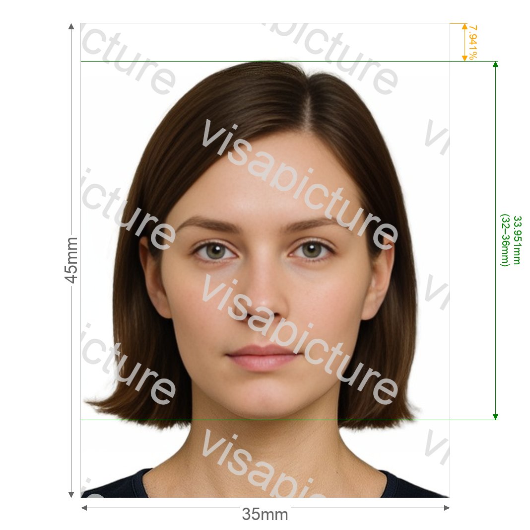 Netherlands Antilles IATA ID card 35x45 mm photo after processing - compliant 35.0x45.0mm result