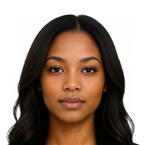 United Nations Columbia University ID Card 500x500 px photo example — 42×42mm white background, AI-processed result